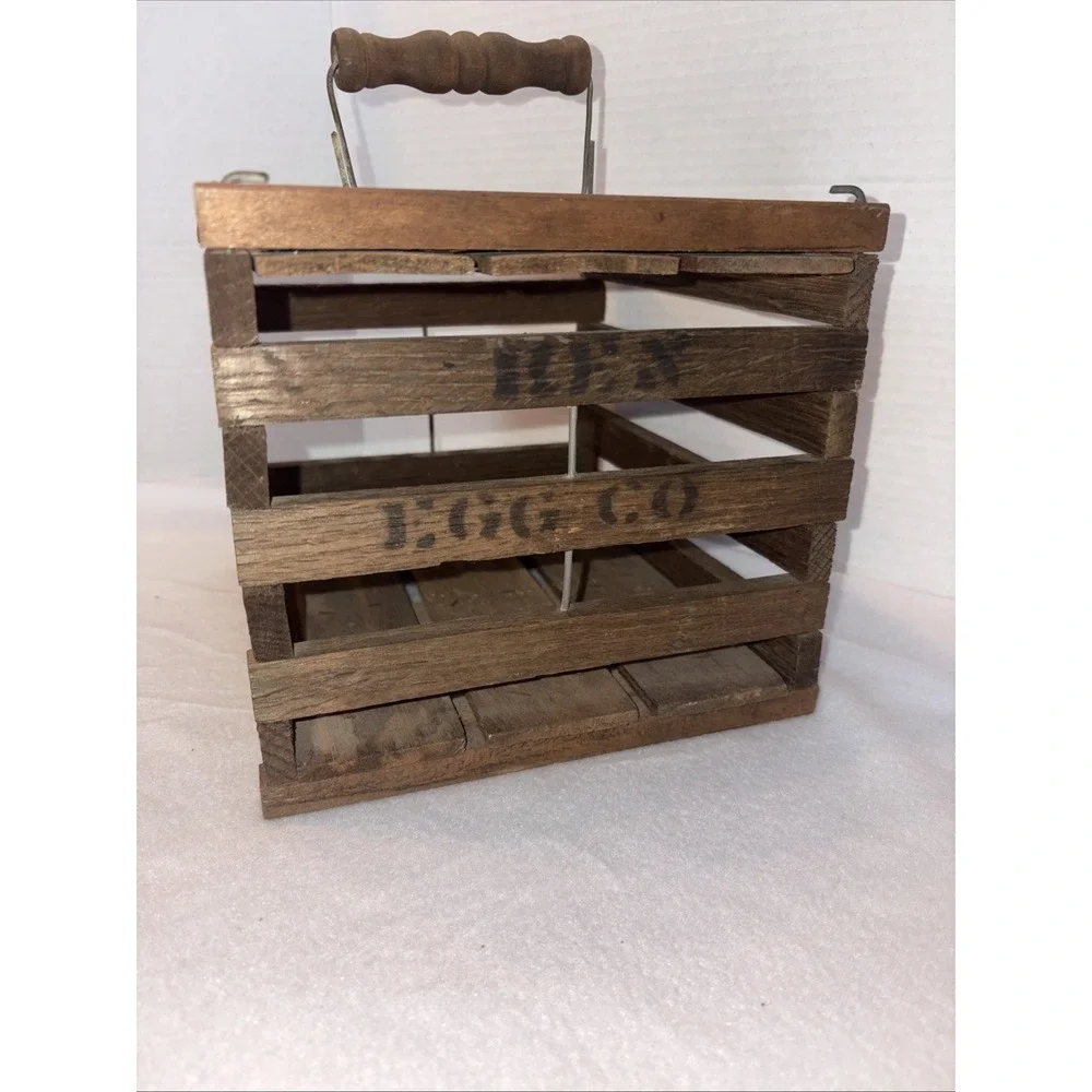 Humpty Dumpty Wooden Egg Crate Carrier Antique, Rustic Farmhouse, Decor